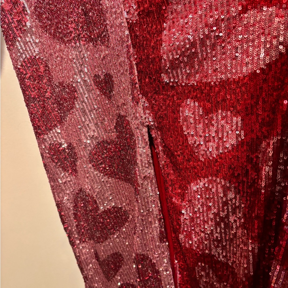 FARM Rio Pink and Red Sequin Heart Midi Dress - Picture 7 of 10